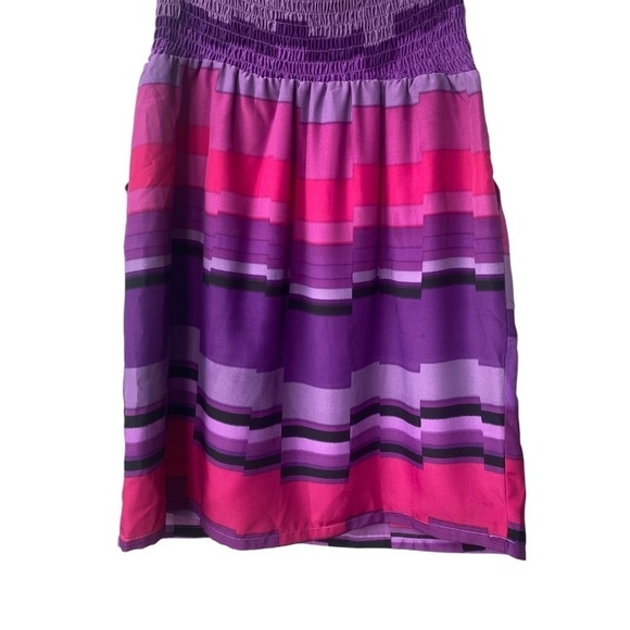 Fynn and Rose Strapless Summer Wedding Guest Cocktail Pink Purple Mini Dress - Picture 6 of 8